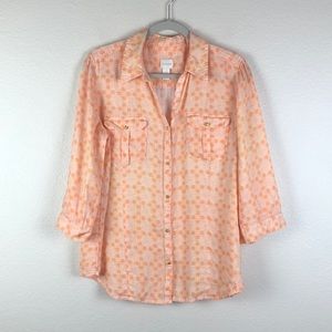 Chico's 100% Linen Button Down Shirt  Sz2/L